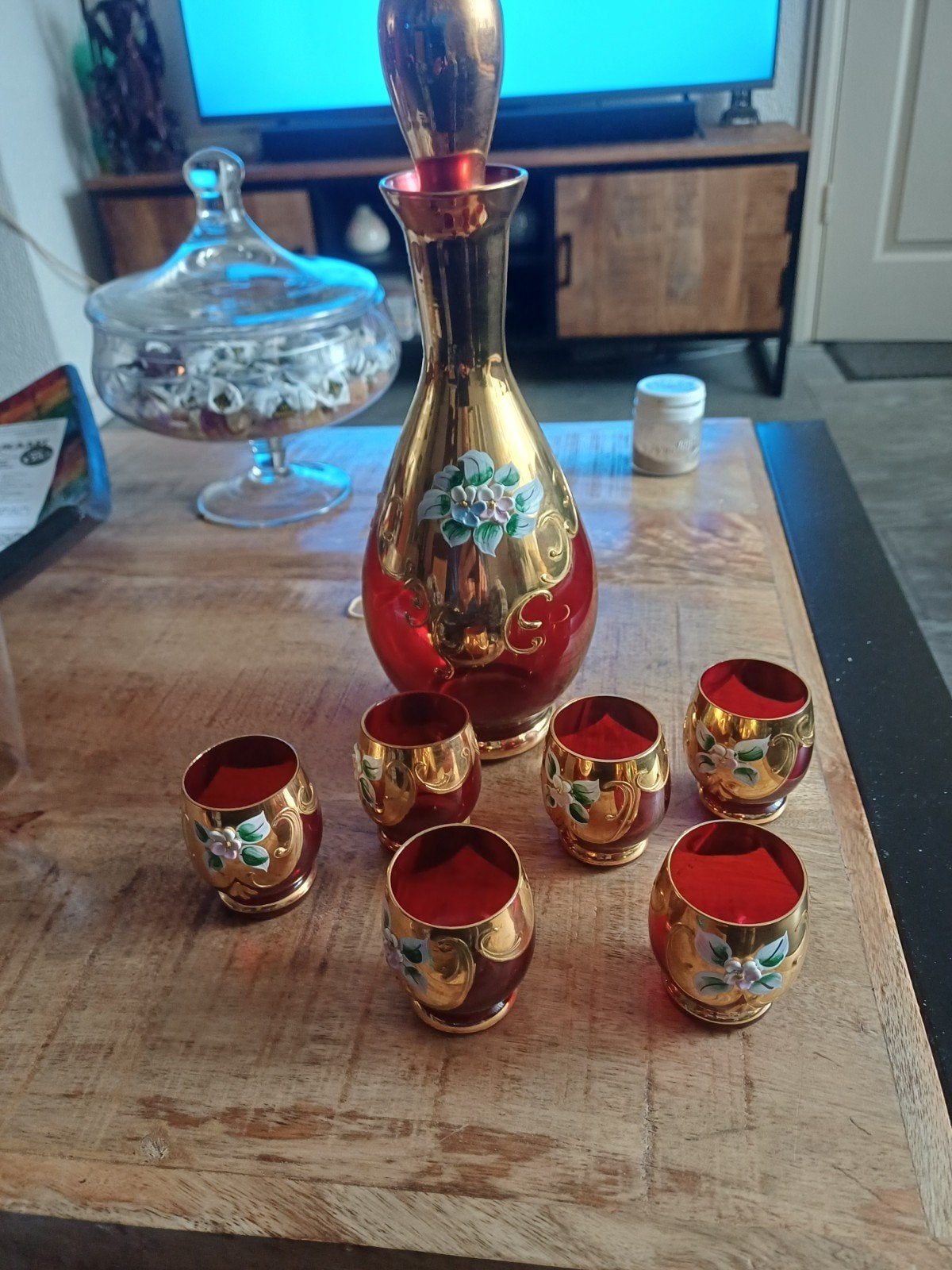 antiek karaf met glazen iets apart met goud, Ophalen of Verzenden, Zo goed als nieuw, Overige typen