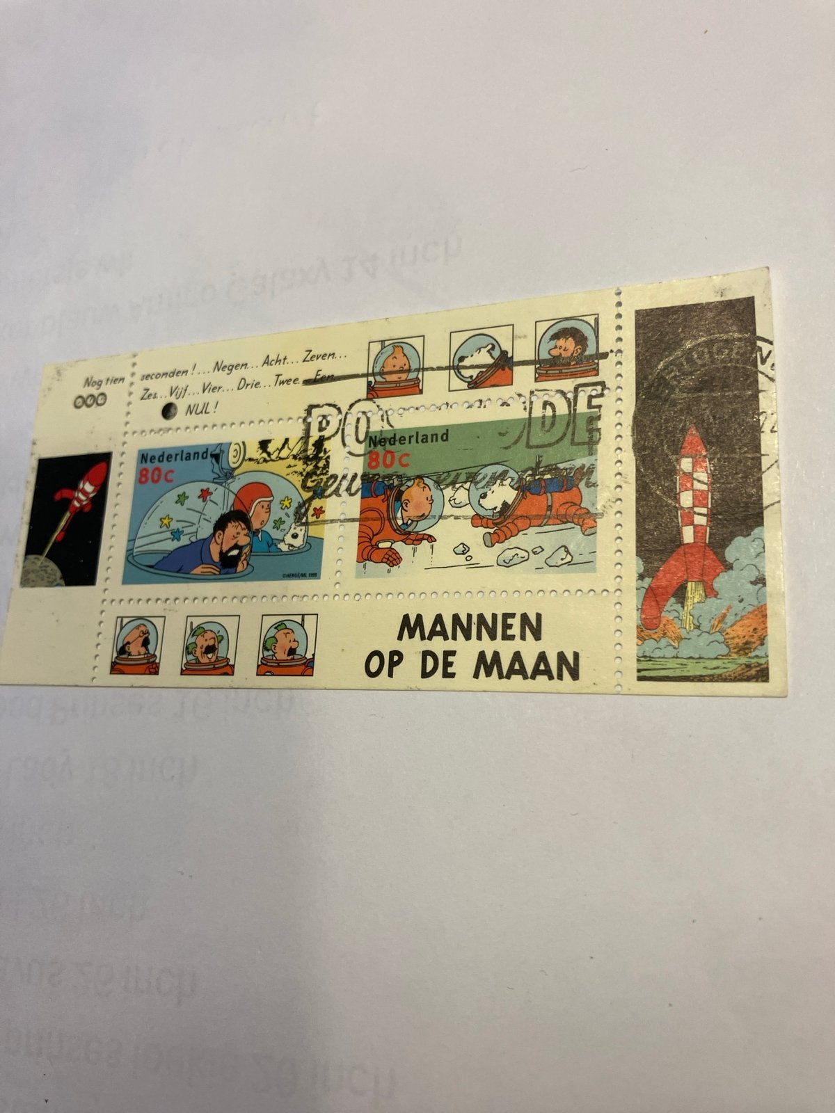 Kuifje postzegel Manne op de Maan - Nederland 80c, Postzegels en Munten, Postzegels | Nederland, Ophalen of Verzenden, Na 1940