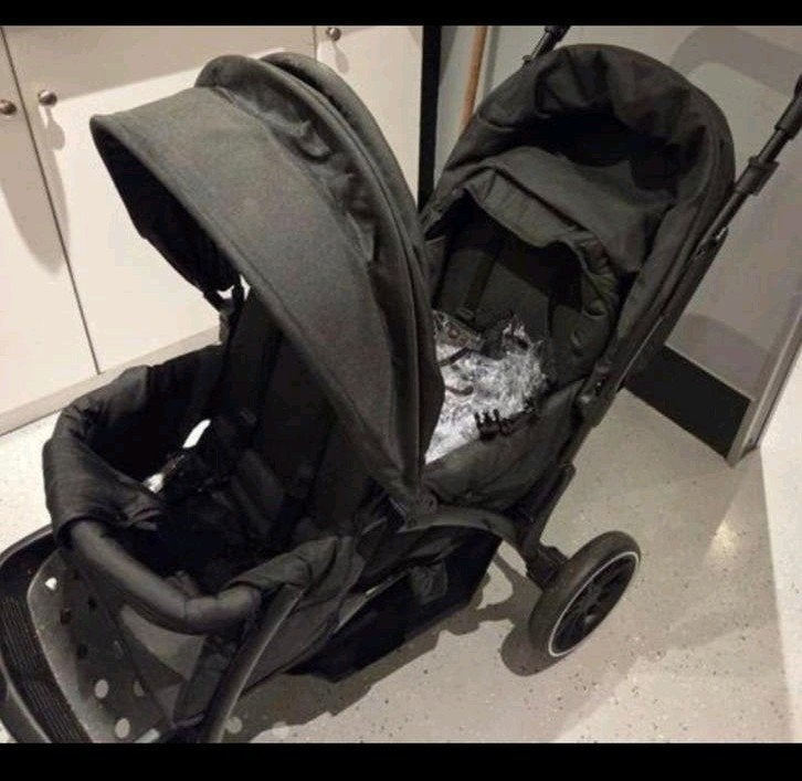 Zwarte Deryan Duowagen/buggy - Gebruikt, Ophalen, Overige merken, Duowagen