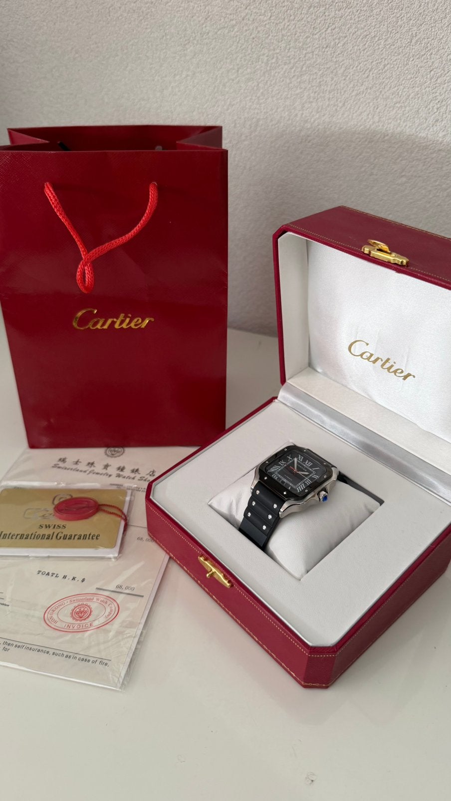 Cartier Santos de Cartier Black Silver 40MM Horloge, Ophalen of Verzenden, Nieuw