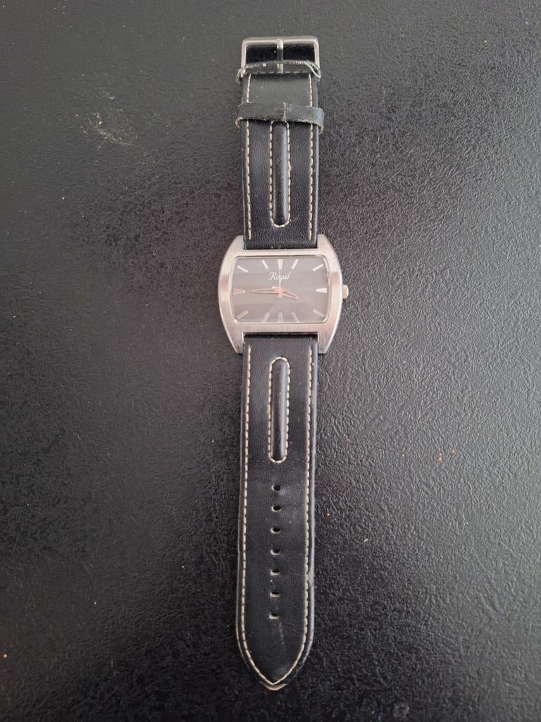 Regal R3520 Polshorloge met Zwart Leren Bandje, Sieraden, Tassen en Uiterlijk, Horloges | Heren, Ophalen, Leer, Overige merken