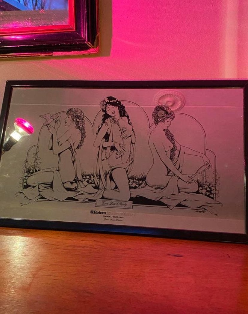 Unieke spiegel met erotische afbeelding 'Love, Lust & Vanity, Gebruikt, Verzenden, Minder dan 100 cm, Rechthoekig