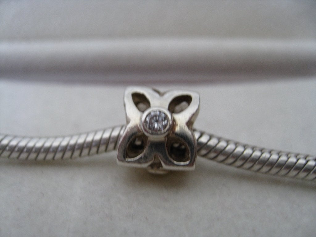 Pandora Bedel Met zirkonia, Sieraden, Tassen en Uiterlijk, Bedels, Verzenden, Zo goed als nieuw, Zilver, Pandora