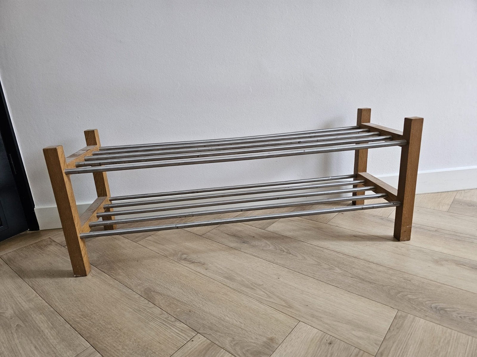 Mooi schoenenrek hout en metaal - 99x37x32 cm, Ophalen of Verzenden