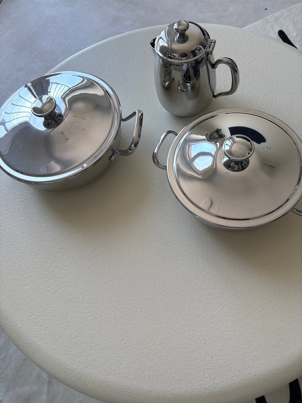 Alessi 18/10 RVS Pannenset + Gratis Koffiekannetje, Ophalen of Verzenden, Gebruikt
