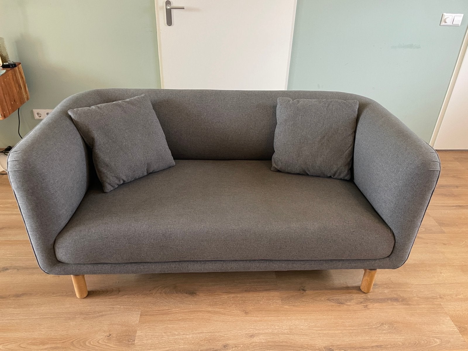Tribeca 3-zitsbank in de kleur mergelgrijs van Made, Ophalen, 150 tot 200 cm, Tweepersoons, 75 tot 100 cm