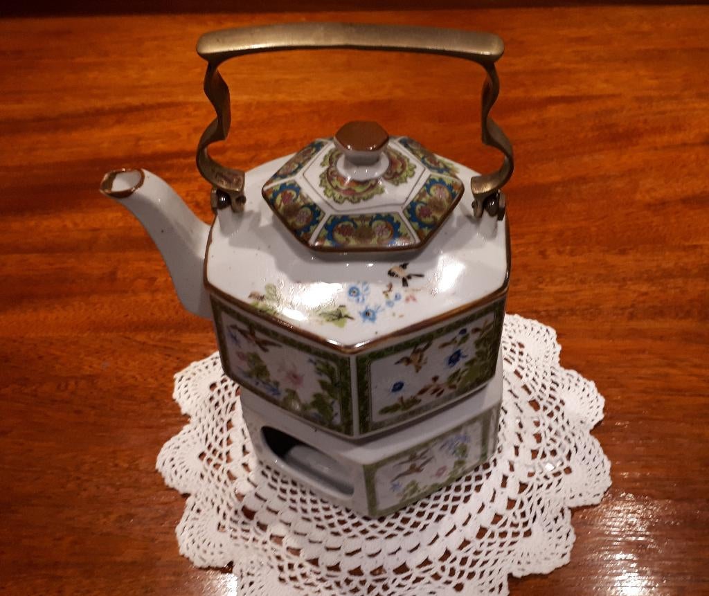 Zeshoekig theepotje met warmhouder, Ophalen of Verzenden