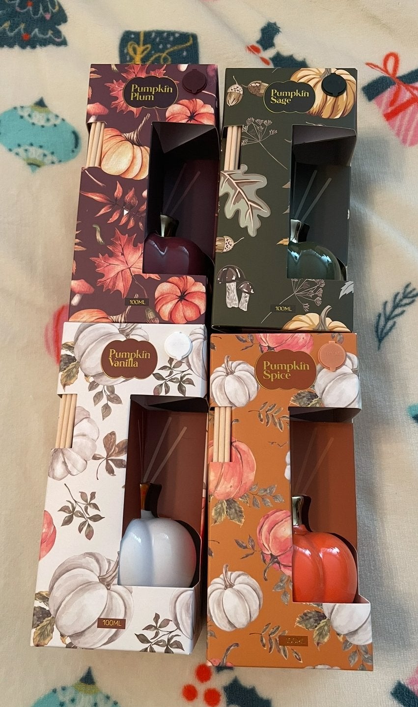 Pompoen Geurdiffusers - Diverse Herfstgeuren (4 stuks), Meerkleurig, Overige stijlen, Nieuw, Ophalen of Verzenden