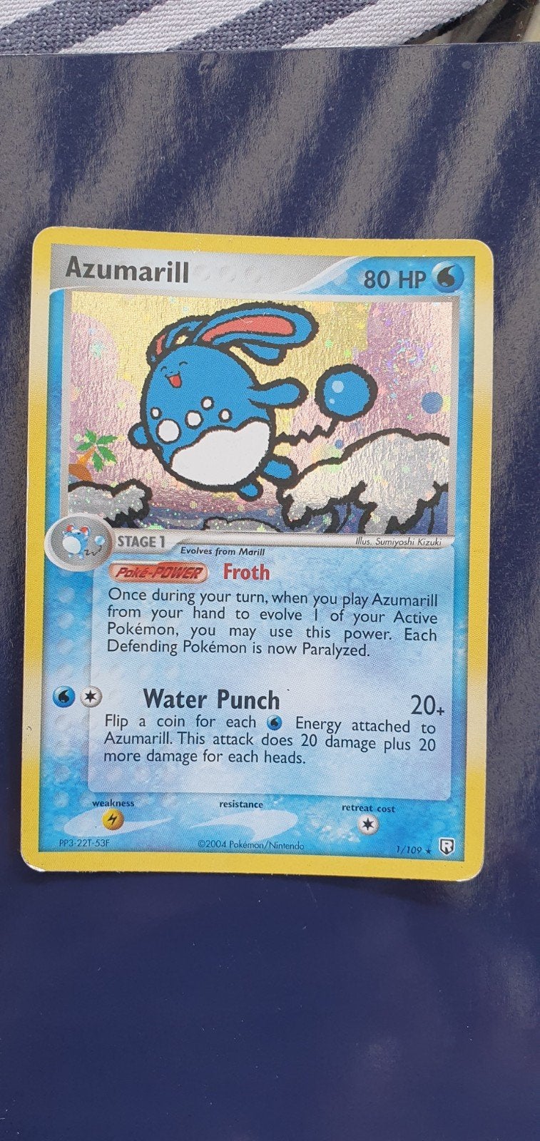 Azumarill 1/109 holo pokemon kaart, Ophalen of Verzenden, Gebruikt