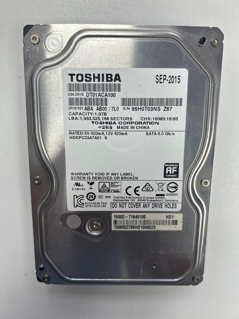 Toshiba DT01ACA100 1TB SATA Harde Schijf (HDD), Computers en Software, Harde schijven, Intern, Gebruikt, Server, Ophalen of Verzenden