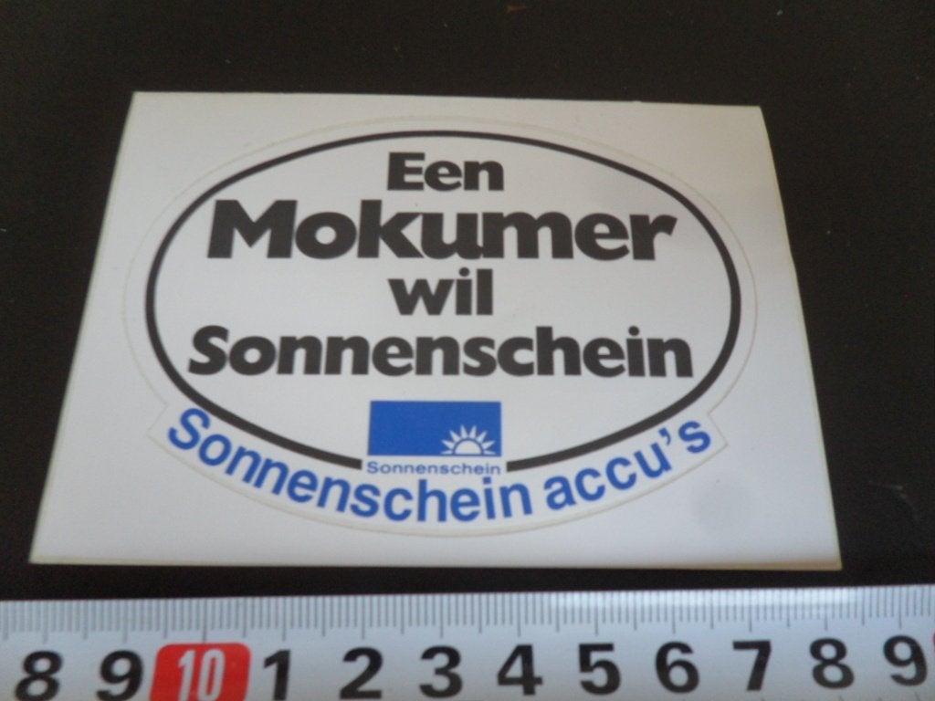 sticker Een Mokumer wil Sonnenschein accu's   Auto, Ophalen of Verzenden, Zo goed als nieuw