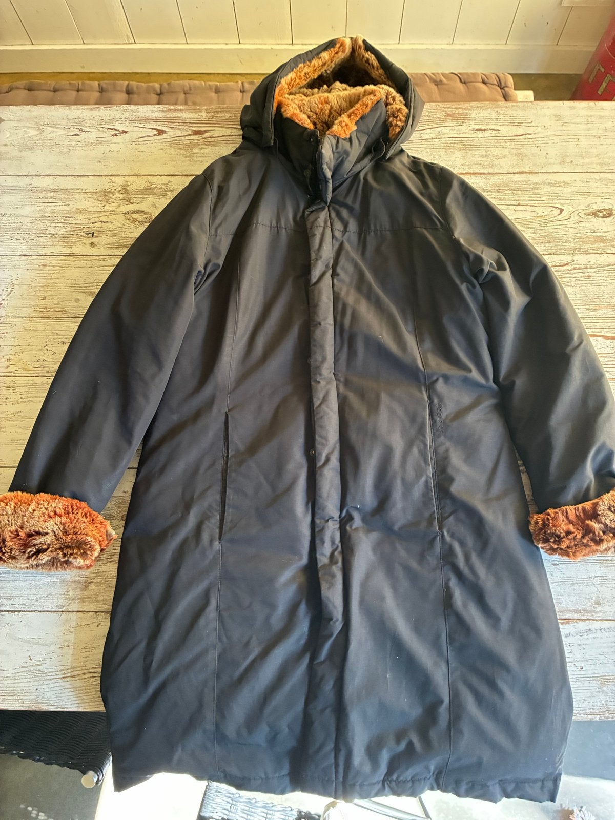 Woolrich Parka Zwart Konijnenbont, Ophalen of Verzenden, Gedragen, Maat 42/44 (L), Zwart