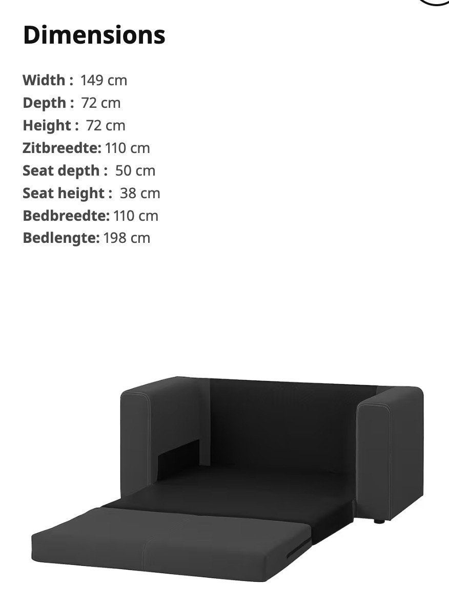 Compacte slaapbank - Grijs, Huis en Inrichting, Ophalen, Gebruikt, Eenpersoons, 140 cm