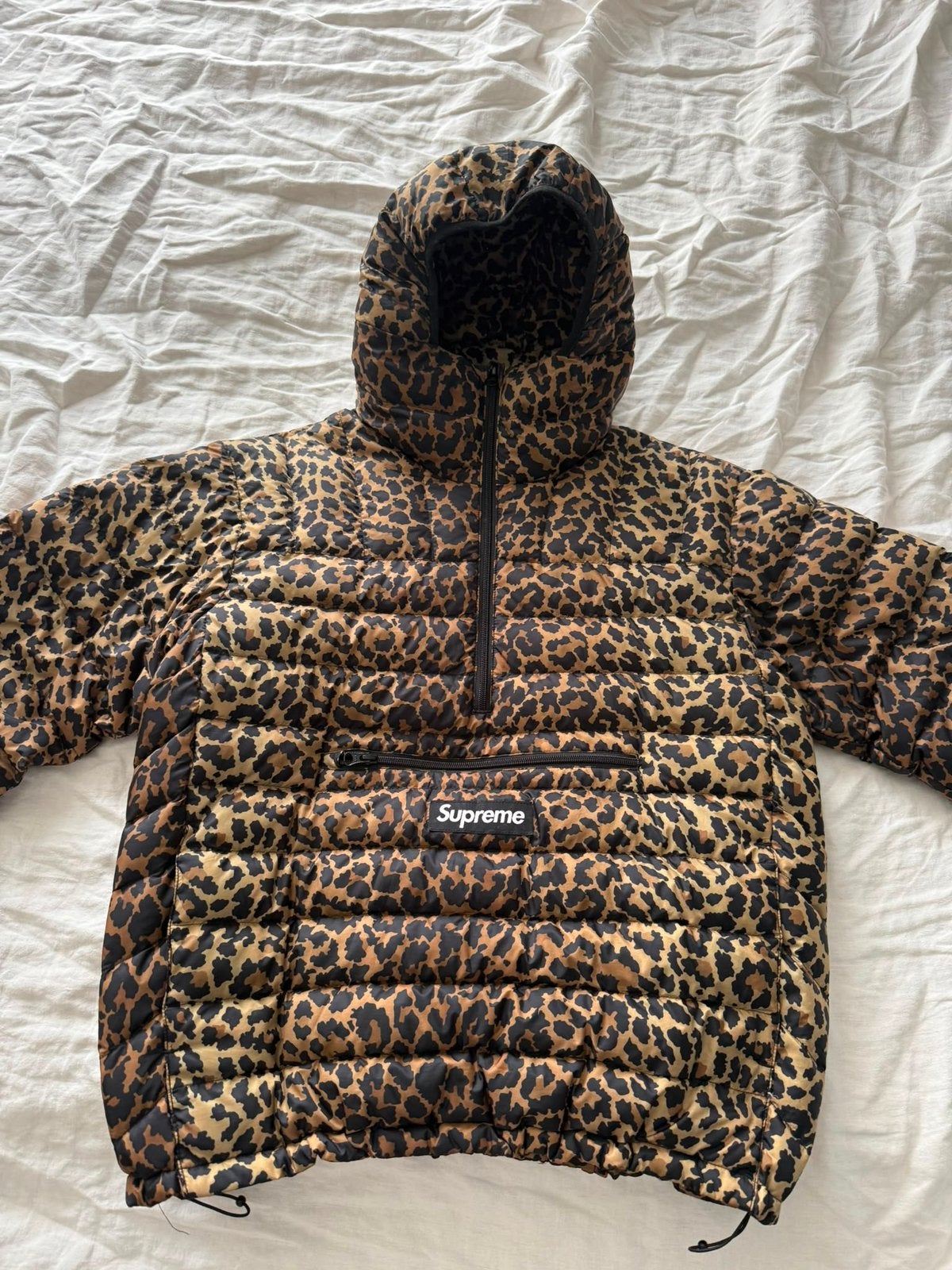 Supreme micro down half zip fw21 leopard, Ophalen of Verzenden, Zo goed als nieuw
