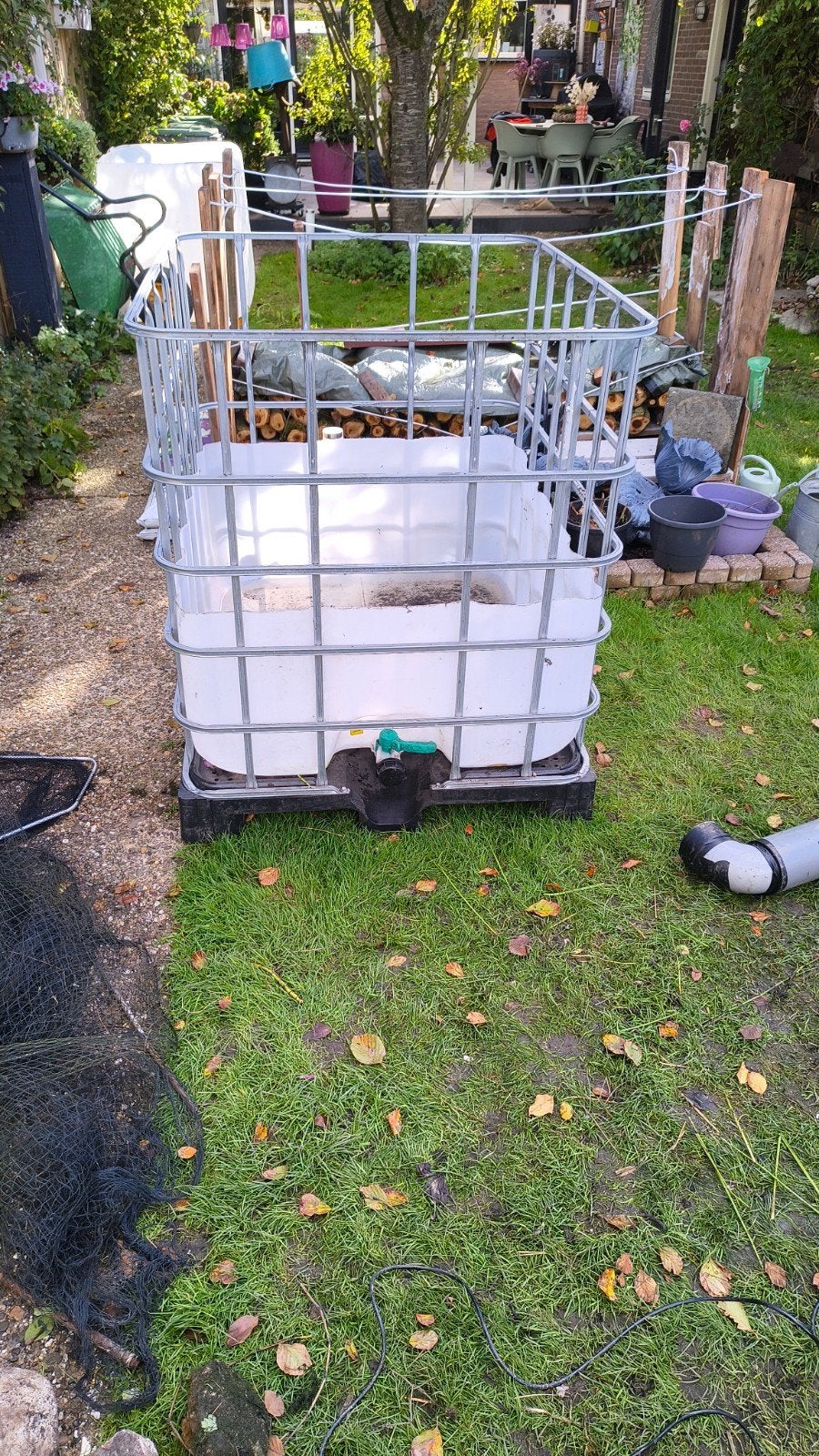 Regenton IBC container met kraan - 1000 liter, Ophalen, Kunststof, Gebruikt, Met kraantje