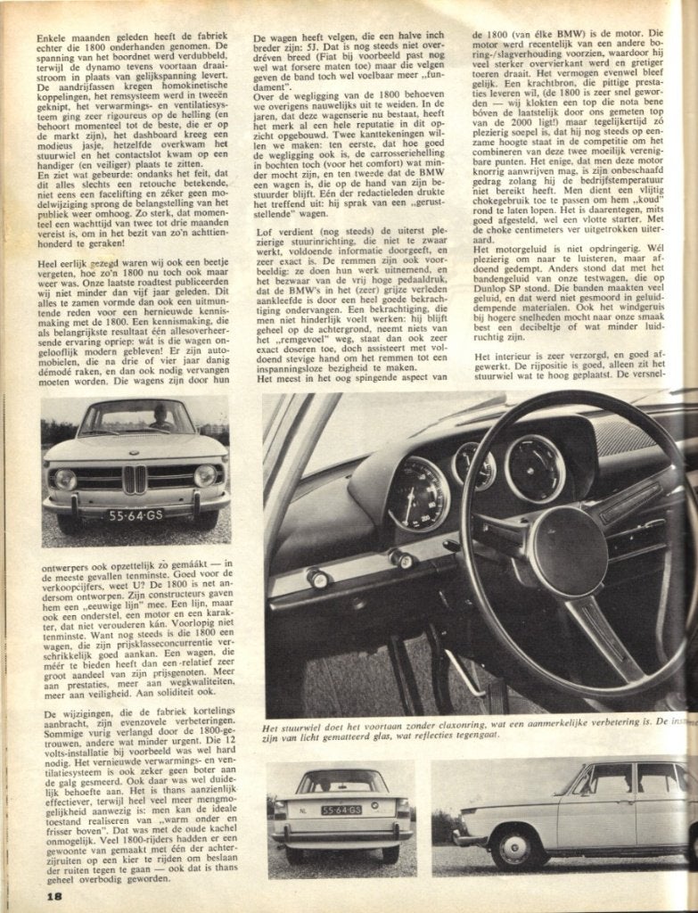 Autovisie test BMW 1800 1968, Ophalen of Verzenden, Gelezen, BMW