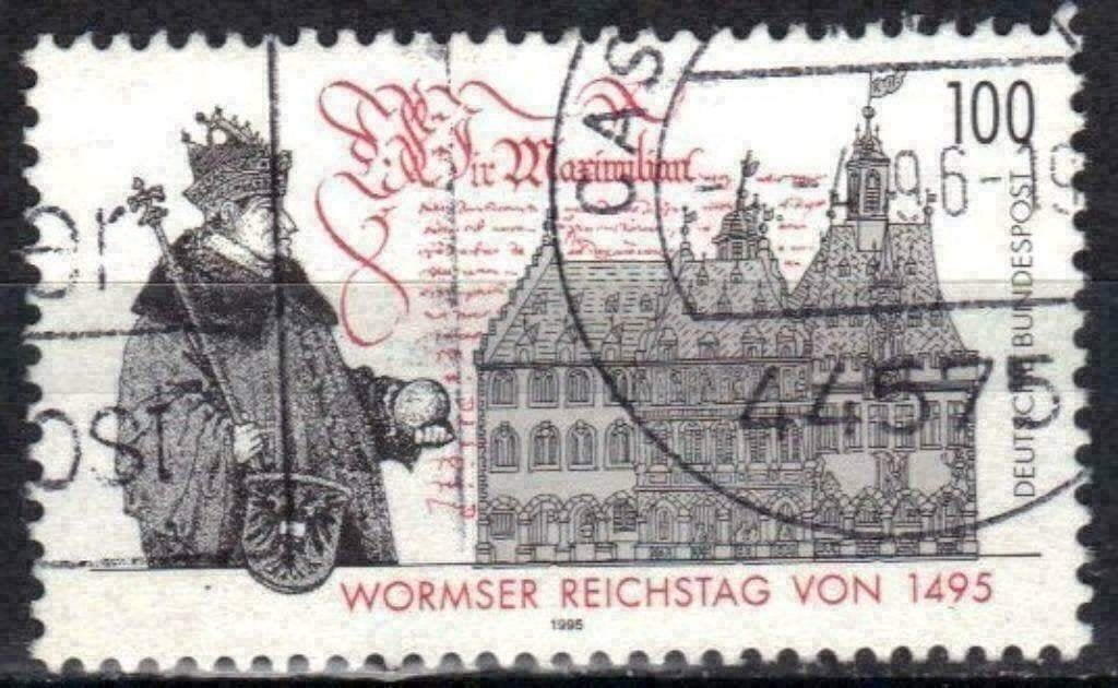 Duitsland Bundespost 1995 - Yvert 1605 - Rijksdag Worms (ST), Verzenden, BRD, Gestempeld