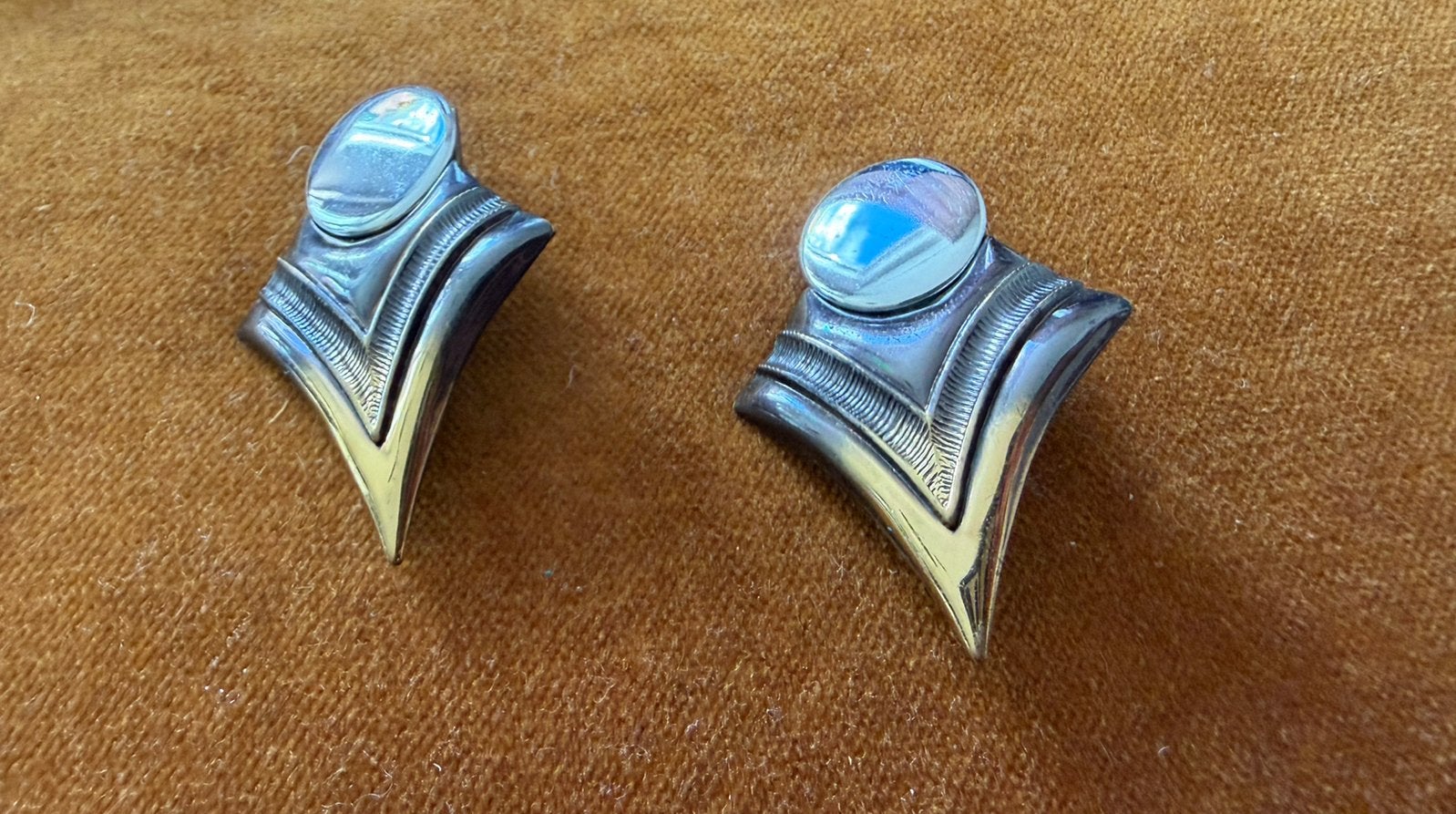 Unieke vintage artdeco clips oorbellen 4 cm, Ophalen of Verzenden, Zo goed als nieuw, Overige materialen