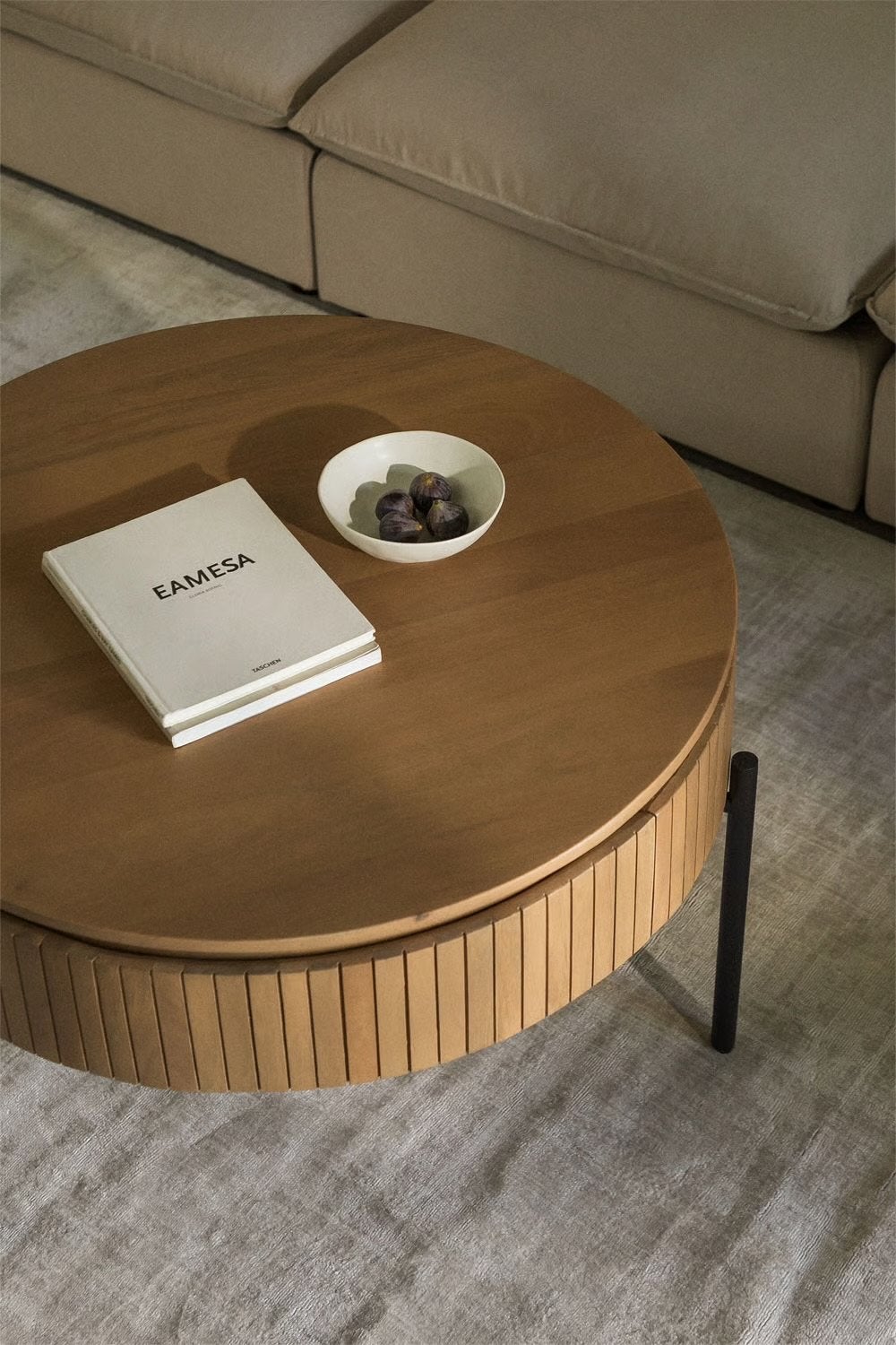 Sklum Analis Mango Houten Salontafel 90cm - Zo goed als nieu, Rond, Zo goed als nieuw, Overige houtsoorten, 50 tot 100 cm