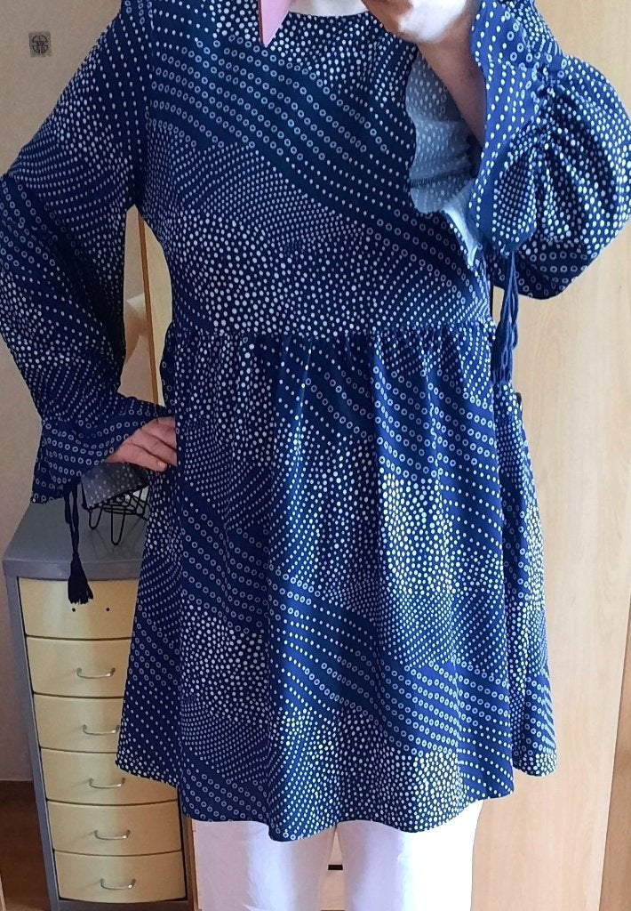 Hele leuke jurk/tuniek met open rug - Glamorous - Mt 46, Blauw, Maat 46/48 (XL) of groter, Ophalen of Verzenden, Zo goed als nieuw