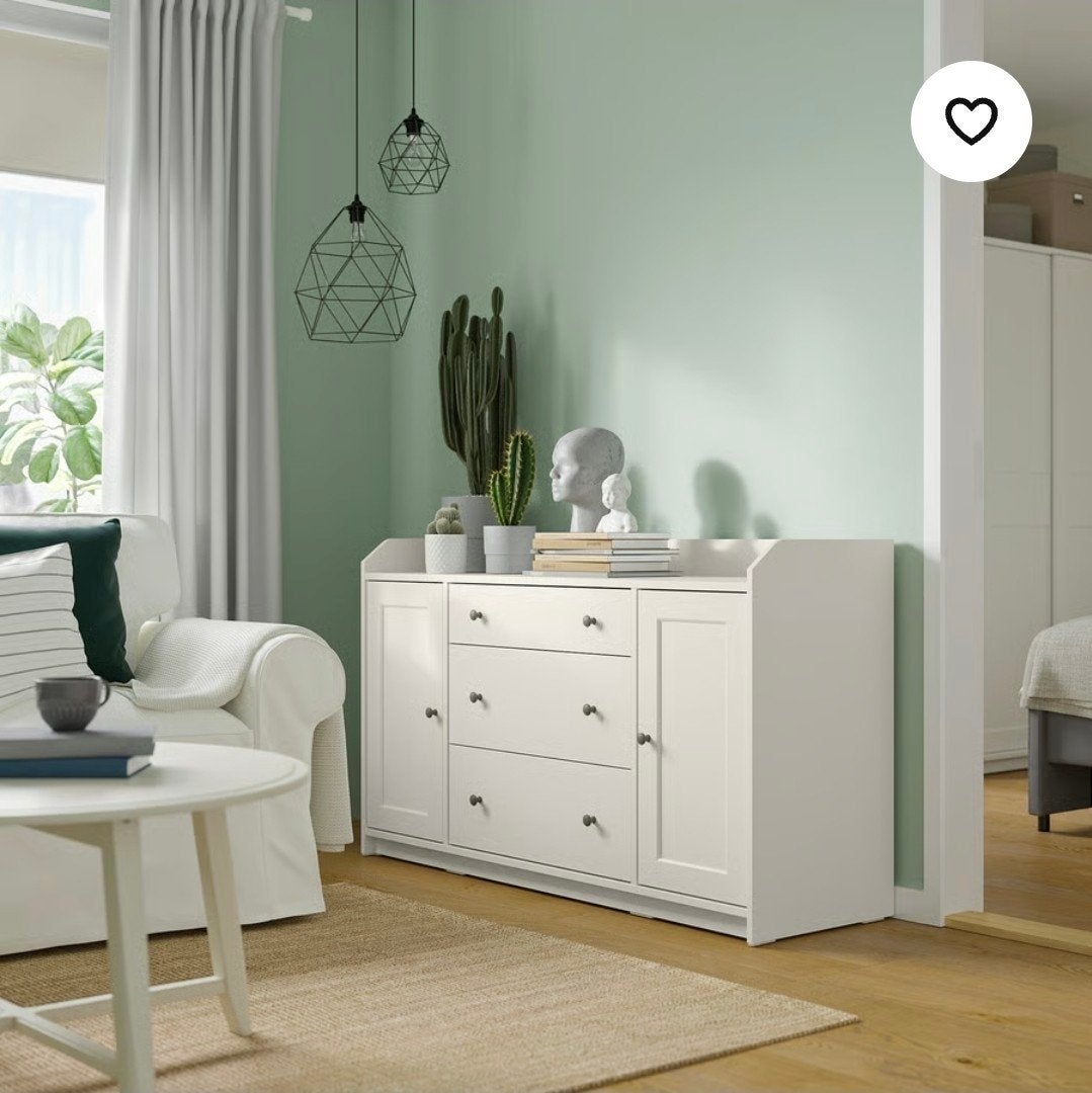 IKEA Hauga Dressoir/Buffetkast Wit - 140x84 cm, Ophalen, Gebruikt, Modern, Scandinavisch, 25 tot 50 cm