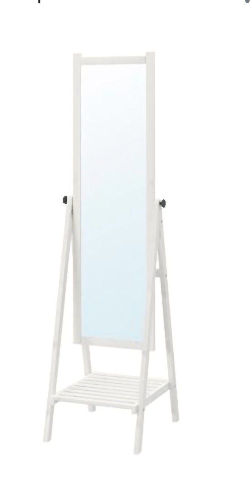 IKEA ISFJORDEN Witte passpiegel met standaard en plank, Ophalen, Minder dan 50 cm, Zo goed als nieuw, 150 tot 200 cm
