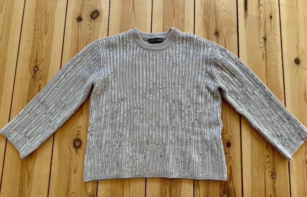 Trui Arma / Studio Ar - Grijs Zilver Paillet - Small maat 36, Arma, Ophalen of Verzenden, Zo goed als nieuw, Maat 36 (S)