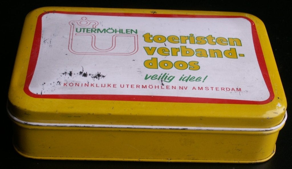 Oud blikje toeristen verbanddoos Utermohlen, Verzamelen, Ophalen of Verzenden, Gebruikt, Overige