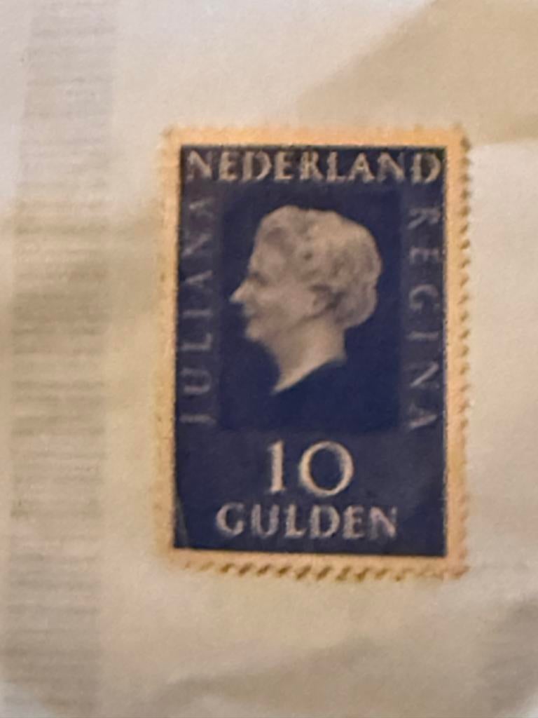 Nederlandse Postzegel Juliana Regina 10 Gulden Blauw, Postzegels en Munten, Postzegels | Nederland, Ophalen of Verzenden, Na 1940