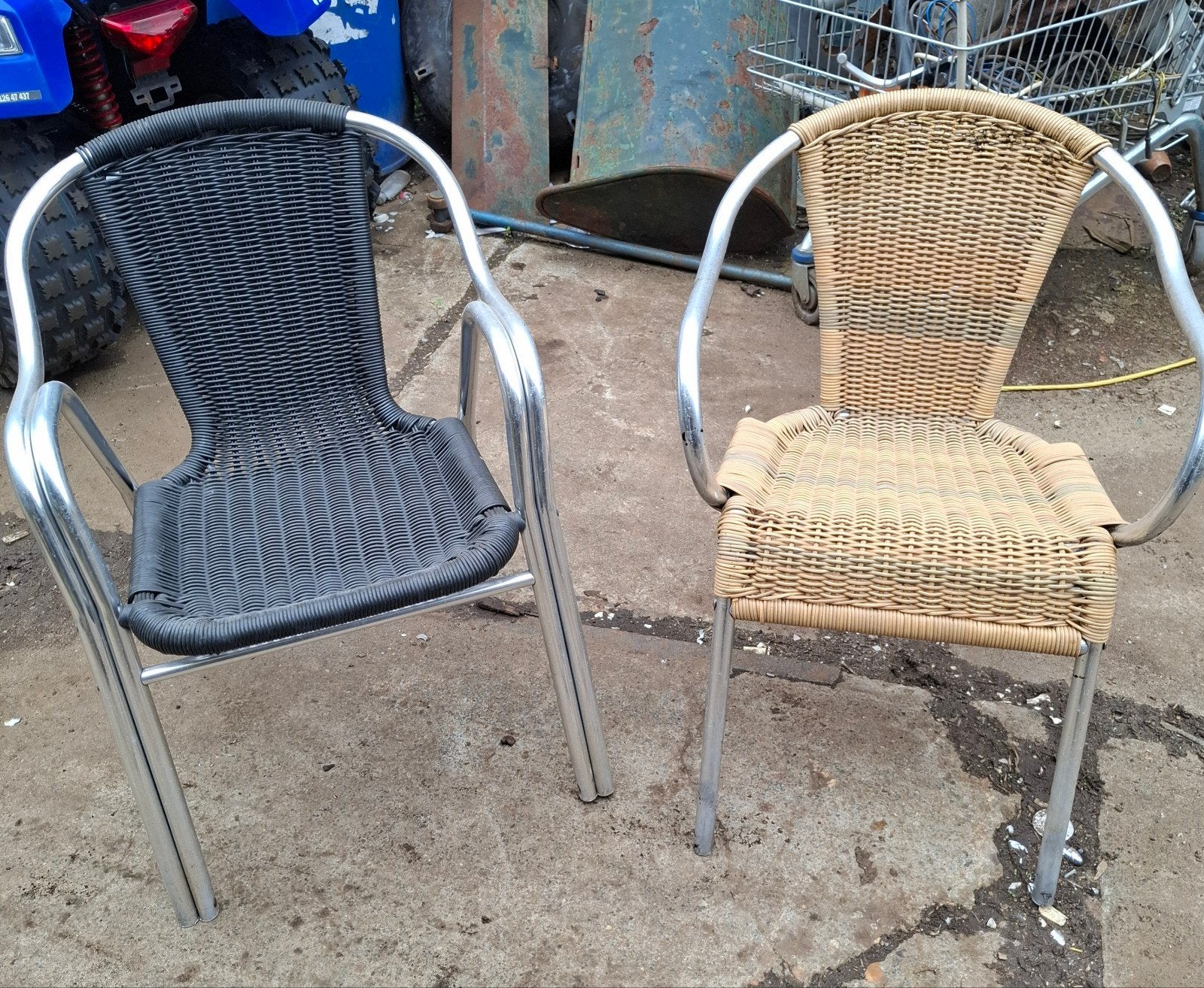 Tuinstoelen kuip aluminium zwart en beige per stuk, Ophalen, Aluminium
