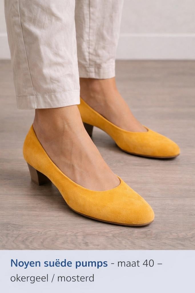 Noyen suède pumps – maat 40 – okergeel / mosterd, Kleding | Dames, Schoenen, Pumps, Geel, Ophalen of Verzenden, Zo goed als nieuw