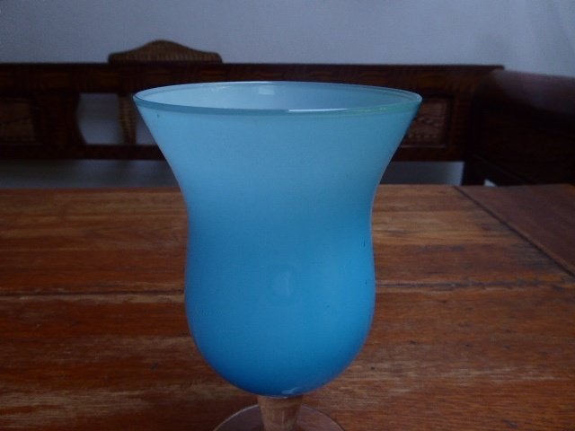 Vintage opaline kelk in blauw, Ophalen of Verzenden
