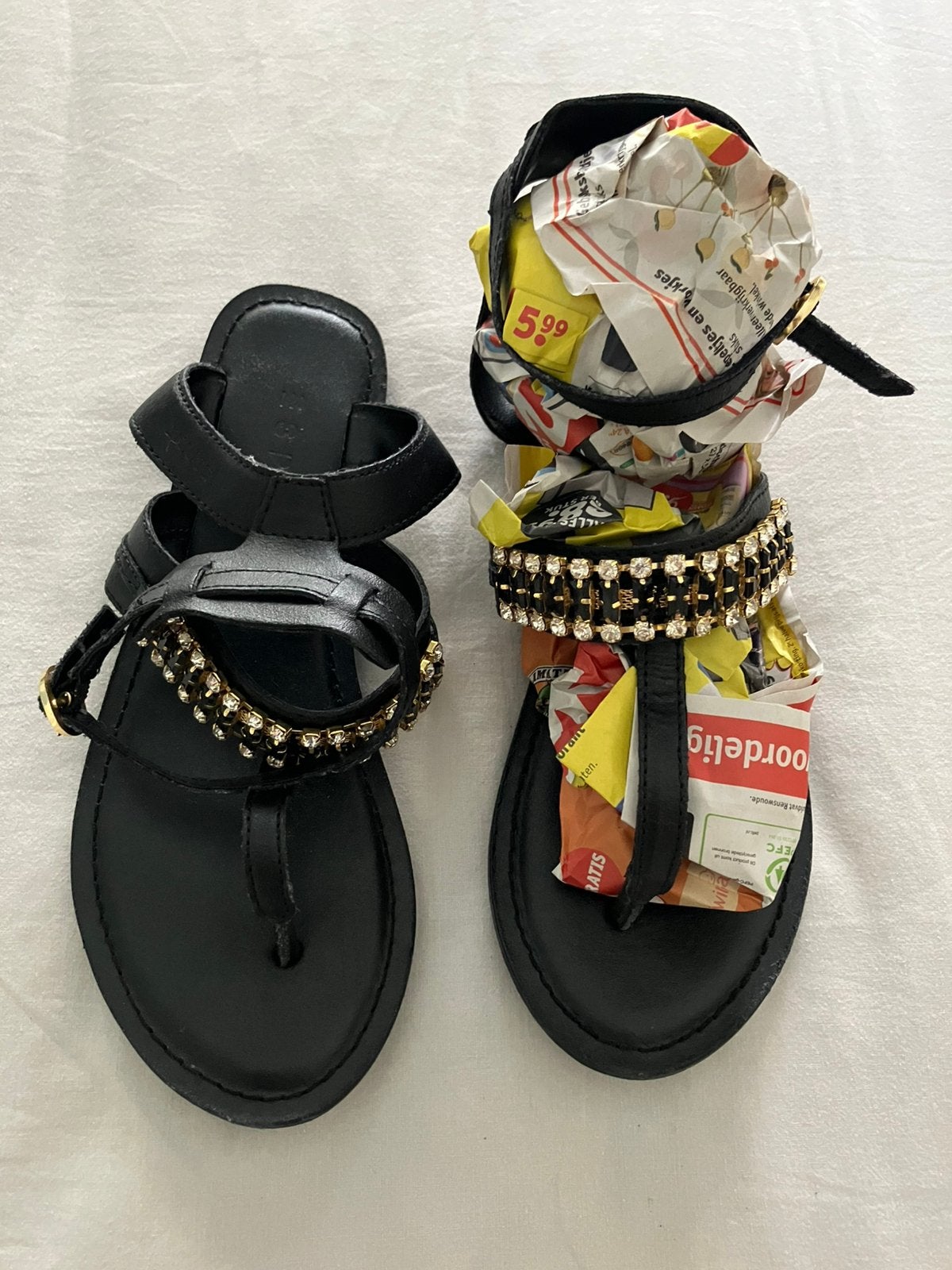 Esprit zwart leren sandalen, slippers, mooie details, Mt 37, Zwart, Nieuw, Sandalen of Muiltjes, Ophalen of Verzenden