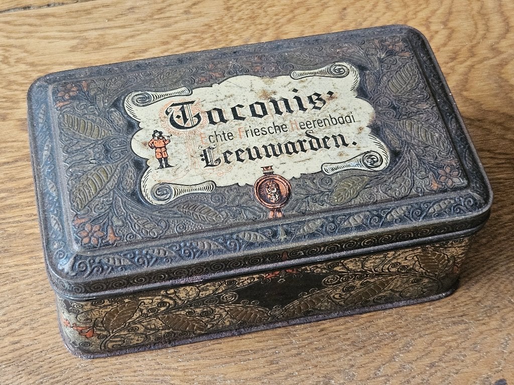 Antieke Taconic blikken doos - Echte Friesche Heerenbaai, Ophalen of Verzenden
