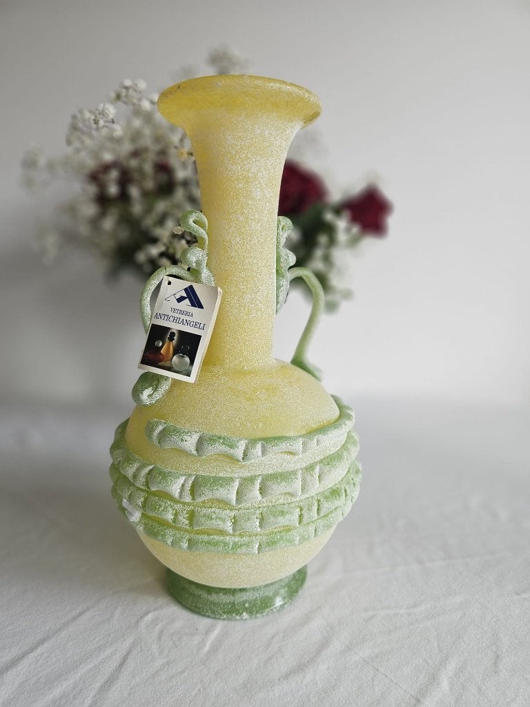 Murano vaas Antichi Angeli – Scavo glaskunst jaren 70/80, Ophalen of Verzenden