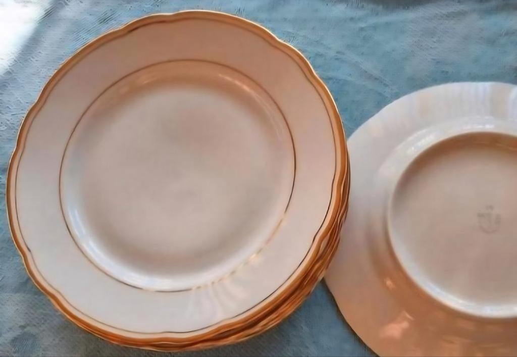 MZ Czechoslovakia witte borden dubbele gouden biesjes, Antiek en Kunst, Ophalen of Verzenden