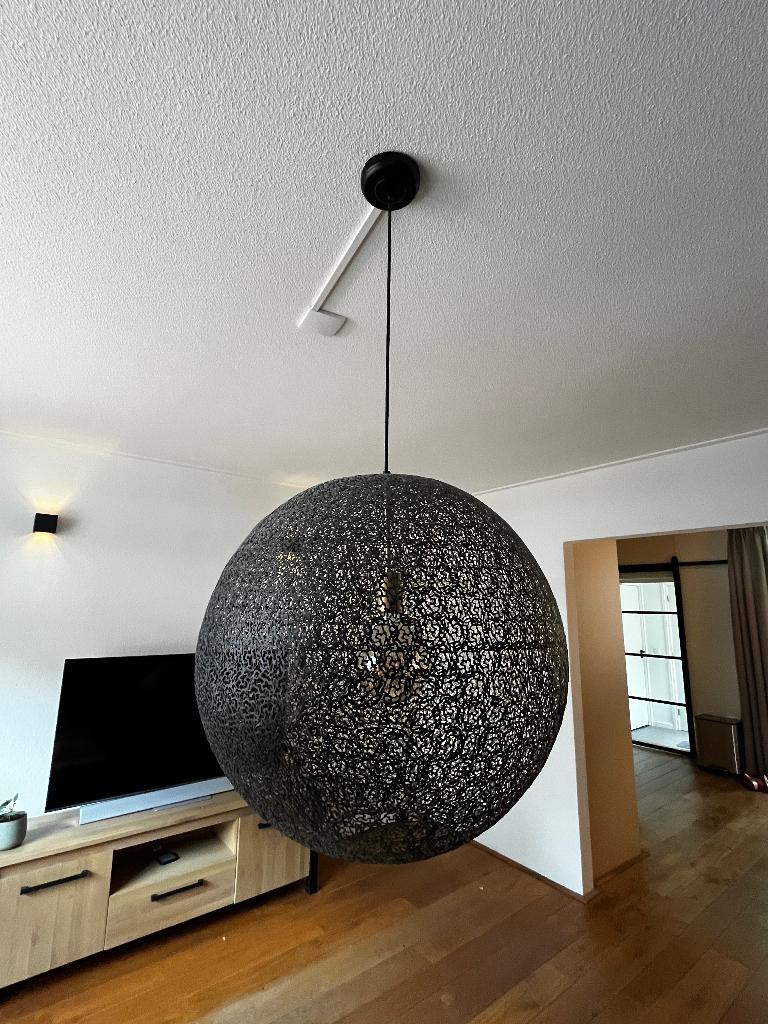 Hanglamp Oronero 60cm zwart/matgoud, Botanisch, Modern, Decoratief, Romantisch, Strak klassiek, 50 tot 75 cm, Ophalen of Verzenden