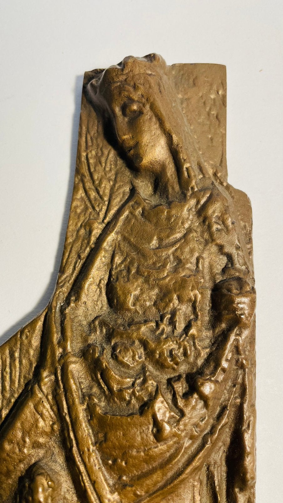 Prachtige bronzen wandhanger met beschermheilige Maria, Antiek en Kunst, Ophalen of Verzenden