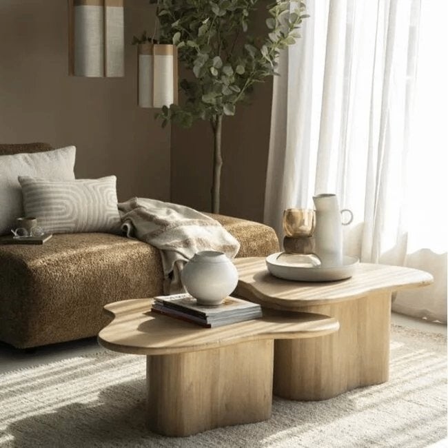 Salontafel set By Boo Fall, mangohout, lichtbruin