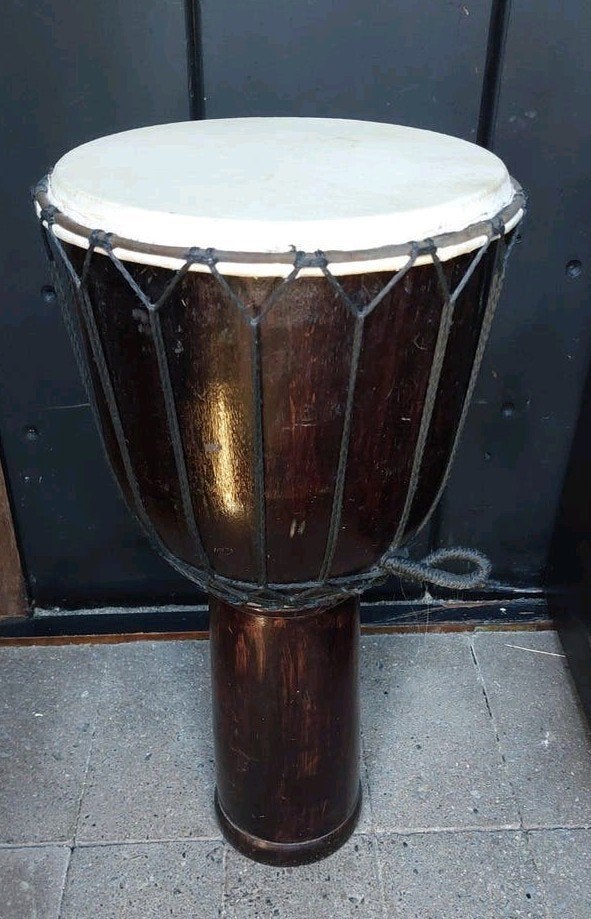 Houten Djembe Trommel - Handgemaakt, Ophalen, Zo goed als nieuw