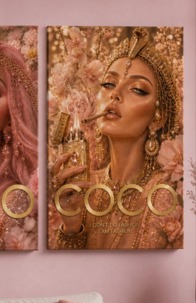 Luxe Coco Wanddecoratie - Glamoureuze Kunst., Huis en Inrichting, Woonaccessoires | Schilderijen, Tekeningen en Foto's, 50 tot 75 cm