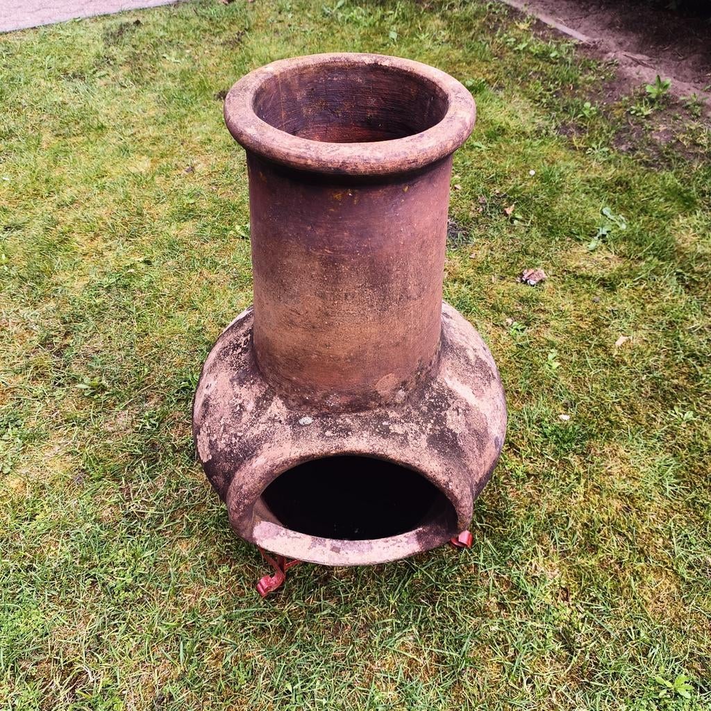 Grote Mexicaanse terracotta tuinhaard op ijzeren onderstel, Tuin en Terras, Ophalen, Rond, Steen