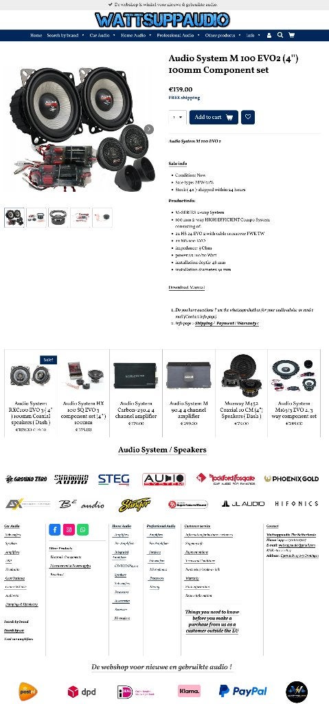 Audio System M 100 EVO2 (4'') 10cm Composet / Speakers 100mm, Auto diversen, Autospeakers, Info@optimount.nl, Nieuw, Ophalen of Verzenden
