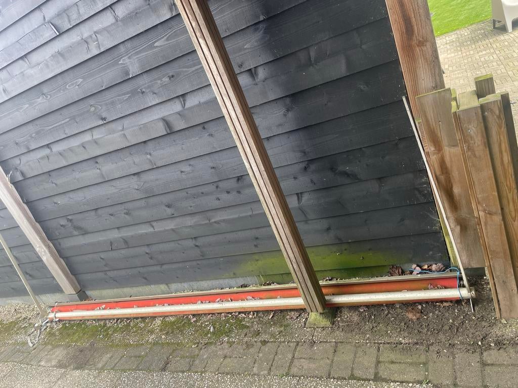 Rood zonnescherm 3.30m uittrekbaar, Ophalen, Gebruikt, Overige typen, 150 tot 300 cm