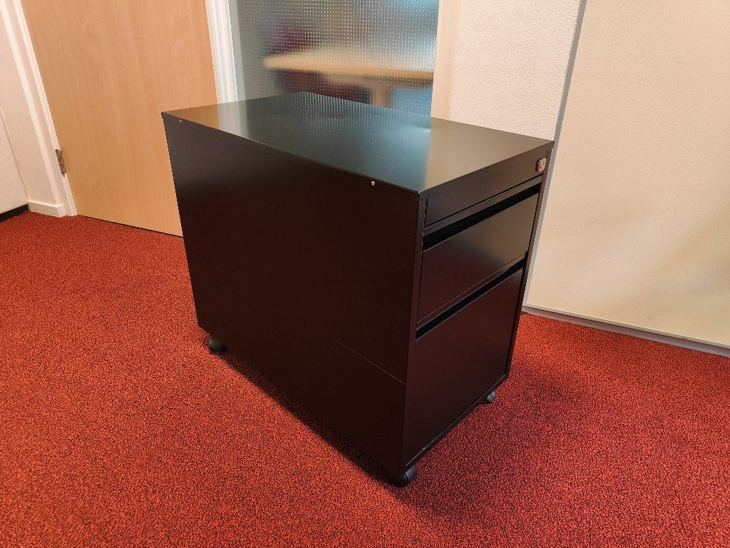 zwart stalen ladenblok op wieltjes, met sleutels, 4 stuks, Huis en Inrichting, Bureaus, Ophalen, 42 cm, Metaal, Zo goed als nieuw