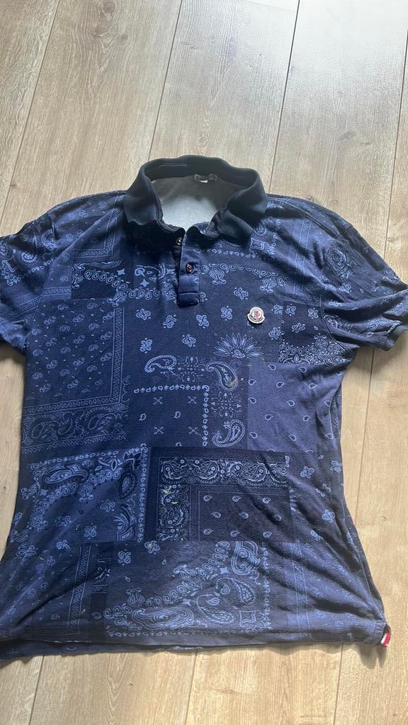Moncler polo L blauw heren, Ophalen of Verzenden, Zo goed als nieuw, Blauw