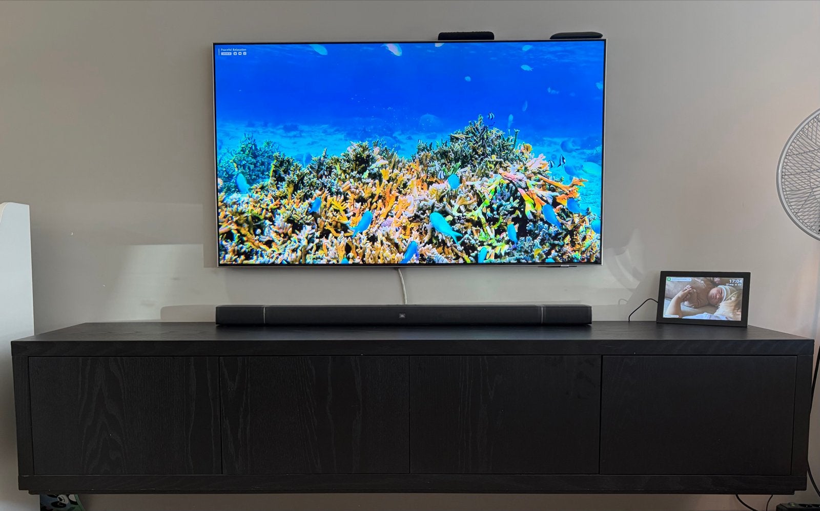 Zwart TV meubel Barcelona - Goossens Wonen, Ophalen, Gebruikt, 200 cm of meer, Minder dan 100 cm