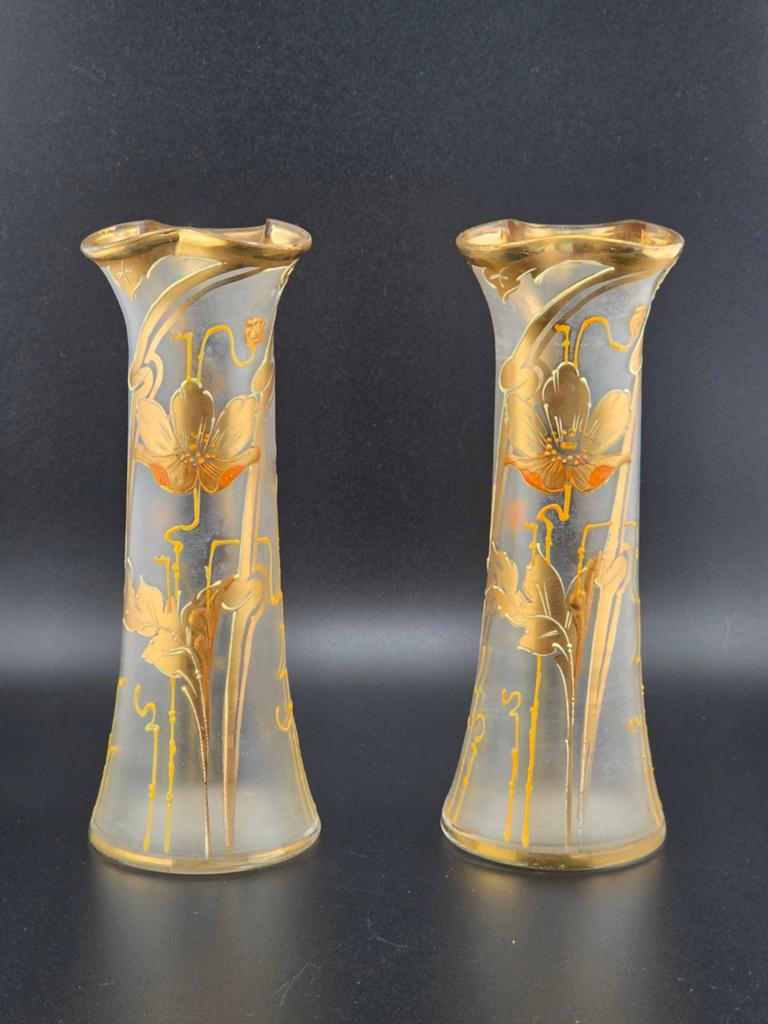 Art Nouveau Vazen met Gouden Bloemmotief Legras ?, Ophalen of Verzenden