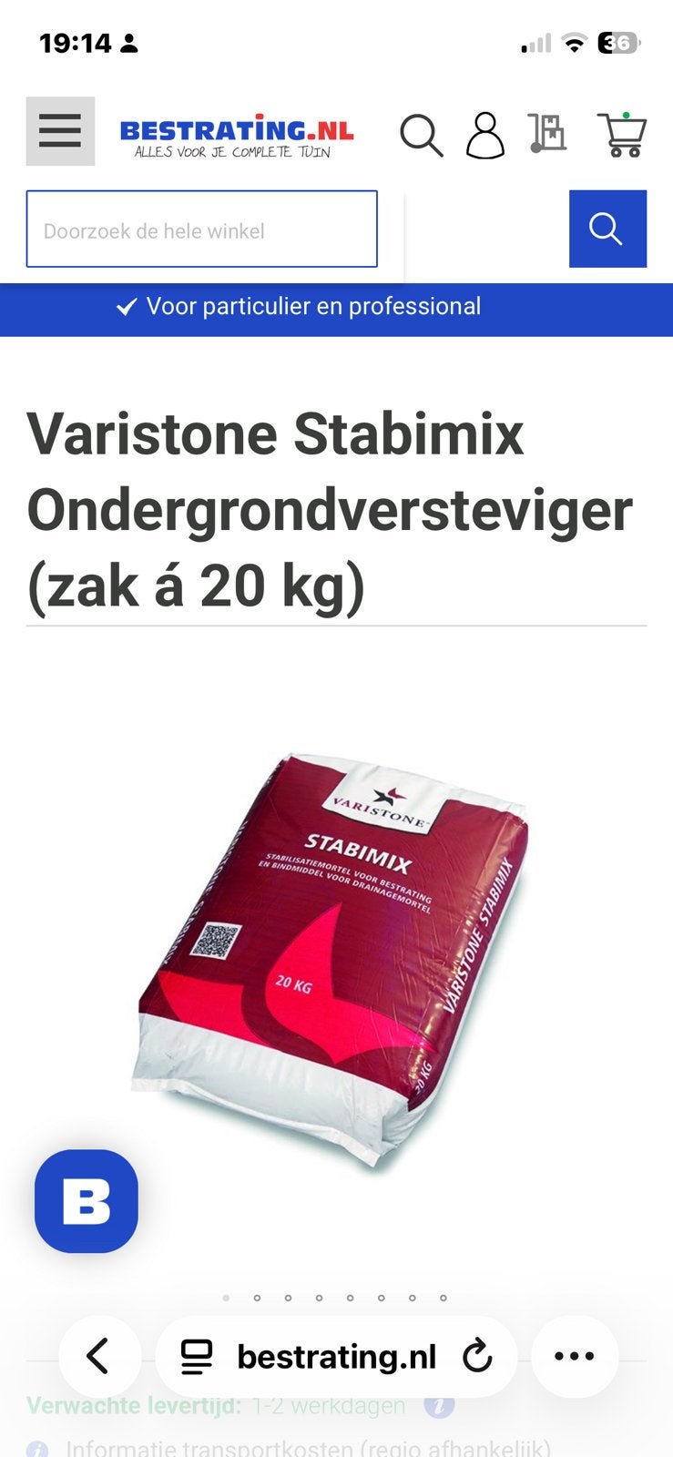 Varistone stabimix, Ophalen, Nieuw, Beton, Minder dan 5 m²