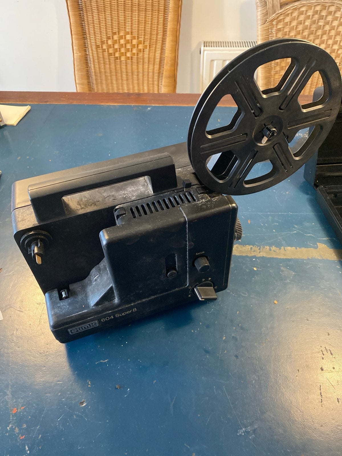 Eumig 604 Super 8 filmprojector met Fujica Single-8 splicer, Ophalen of Verzenden, Gebruikt, Overige typen